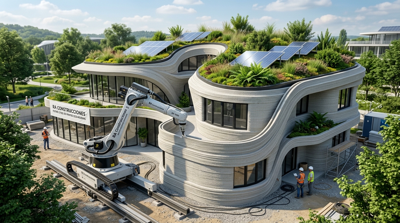 Mockup 3D de Estructura Ecológica Impresa - RA Construcciones